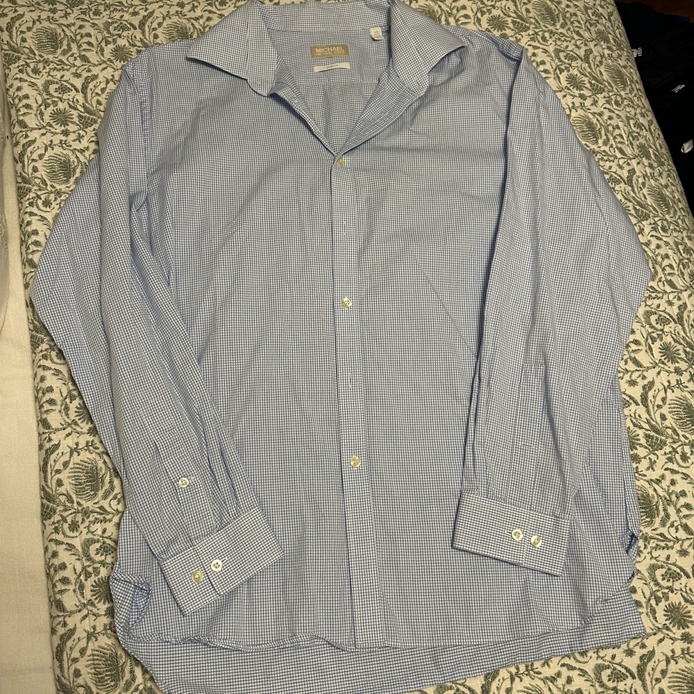 Michael Kors Light Blue Patterned Dress Shirt